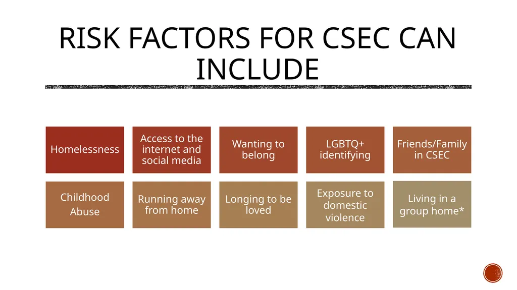 Commercial sexual exploitation CHILDREN (csec) & - slide 8 of 34