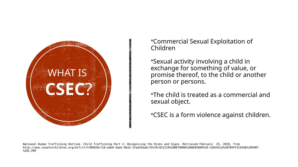 Commercial sexual exploitation CHILDREN (csec) & - slide 3 of 34