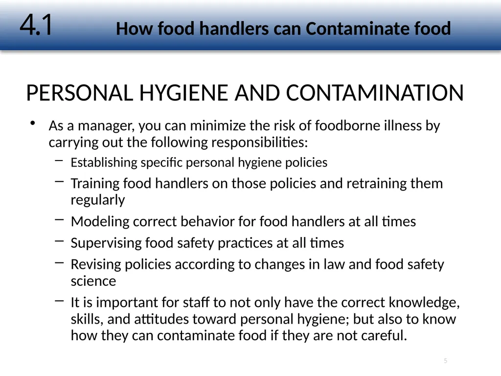 1 The Safe Food Handler Chapter Number 4 Learning - slide 5 of 30