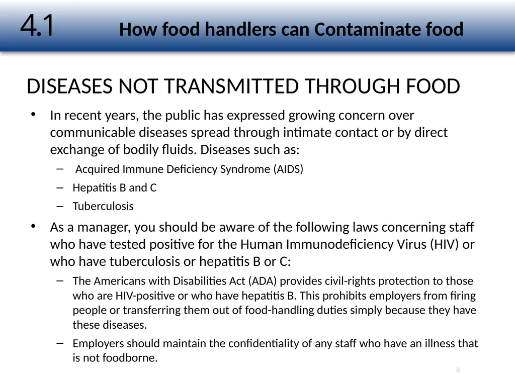 1 The Safe Food Handler Chapter Number 4 Learning - slide 8 of 30