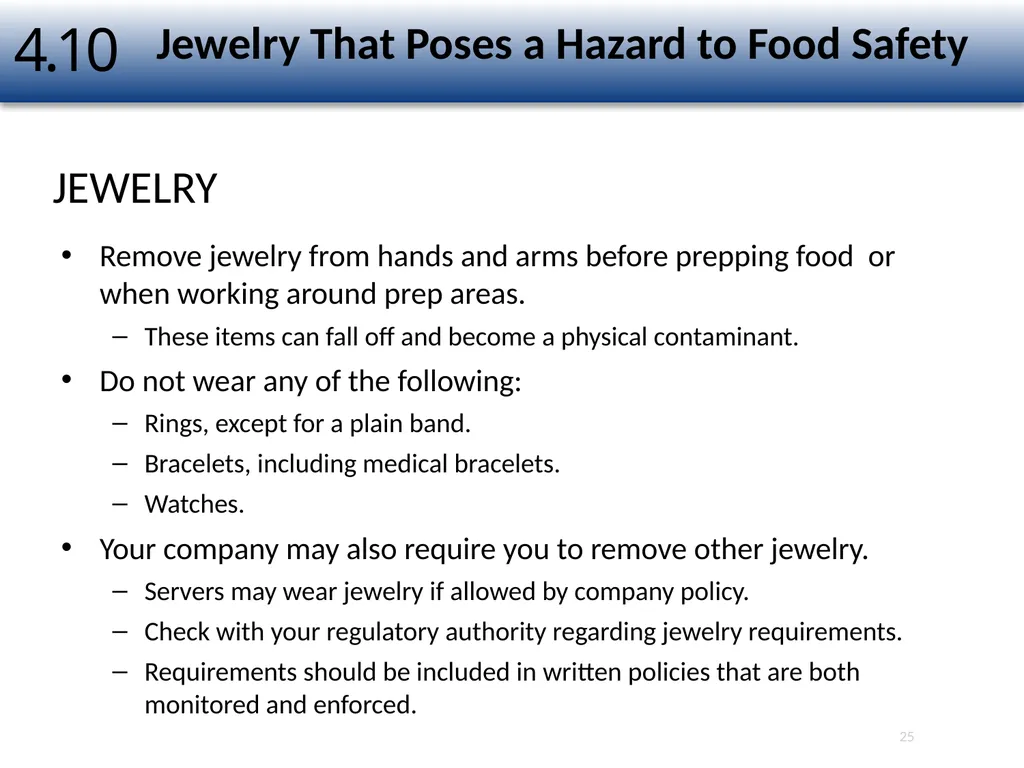 1 The Safe Food Handler Chapter Number 4 Learning - slide 25 of 30