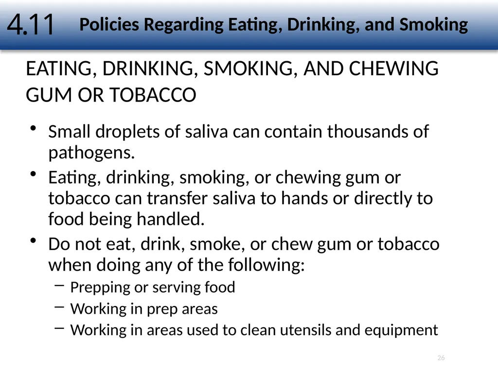 1 The Safe Food Handler Chapter Number 4 Learning - slide 26 of 30