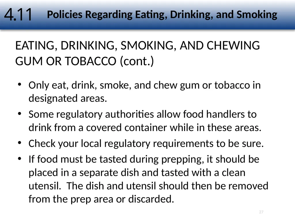 1 The Safe Food Handler Chapter Number 4 Learning - slide 27 of 30