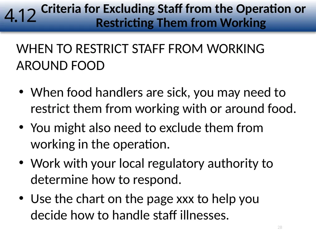 1 The Safe Food Handler Chapter Number 4 Learning - slide 28 of 30