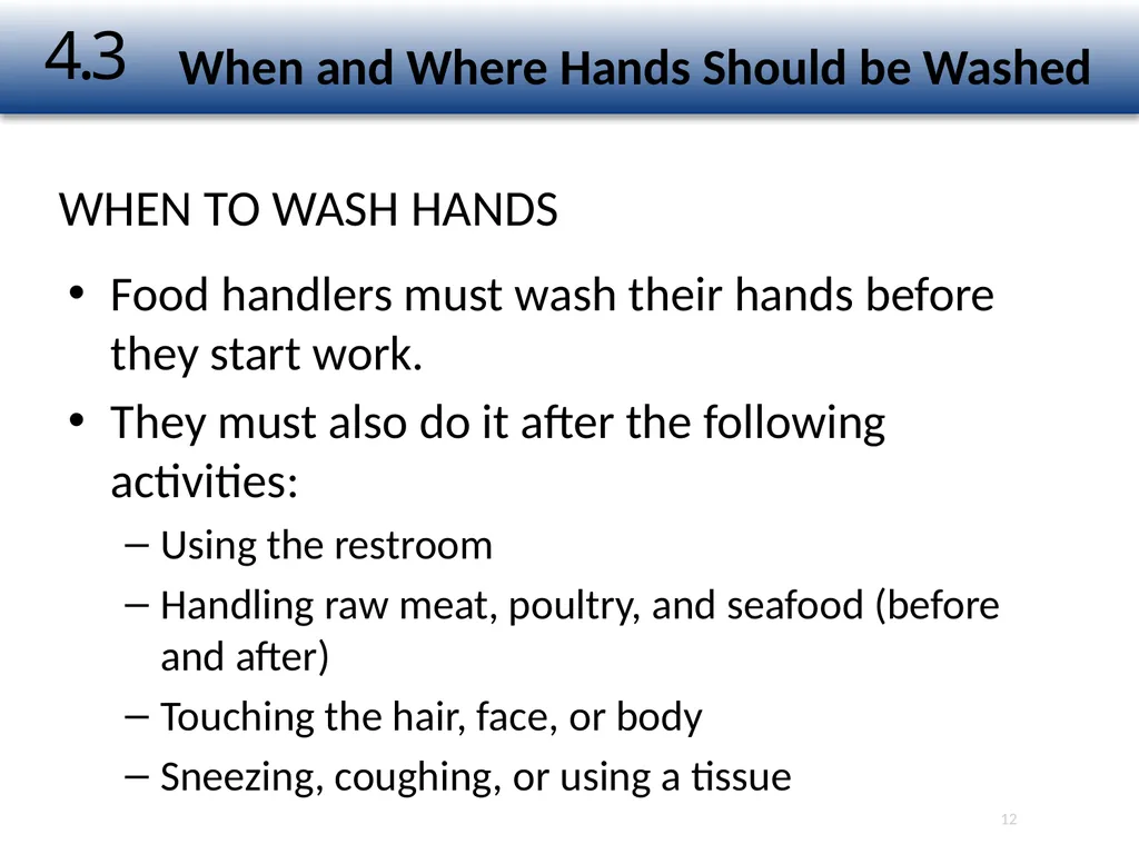 1 The Safe Food Handler Chapter Number 4 Learning - slide 12 of 30