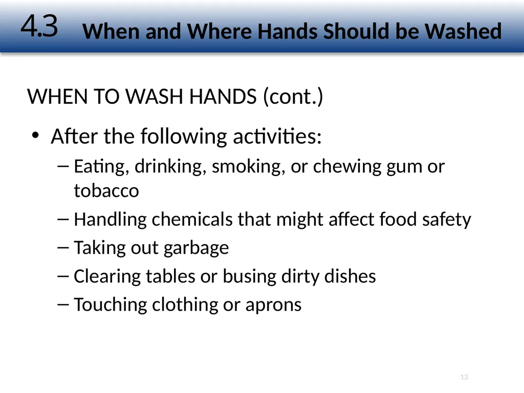1 The Safe Food Handler Chapter Number 4 Learning - slide 13 of 30