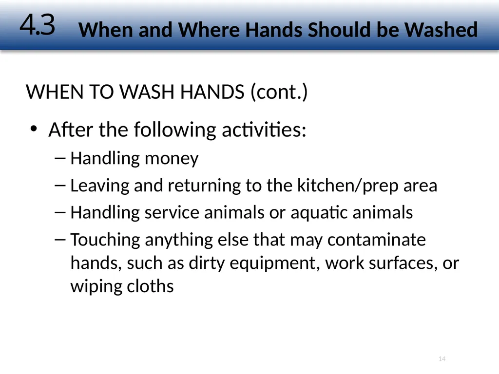 1 The Safe Food Handler Chapter Number 4 Learning - slide 14 of 30