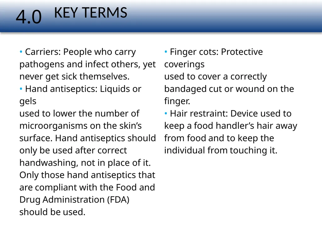 1 The Safe Food Handler Chapter Number 4 Learning - slide 4 of 30