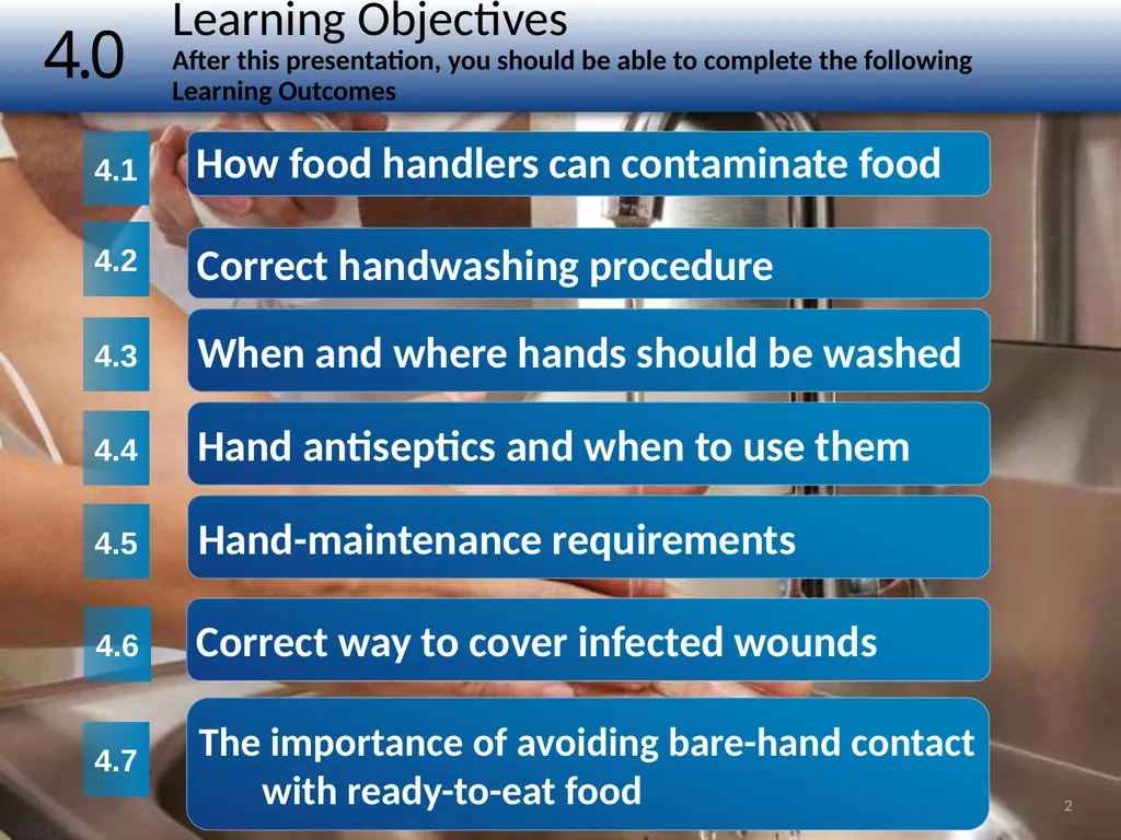 1 The Safe Food Handler Chapter Number 4 Learning - slide 2 of 30