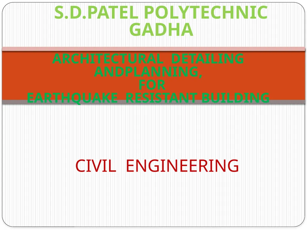 ARCHITECTURAL DETAILING ANDPLANNING, FOR - slide 1 of 39