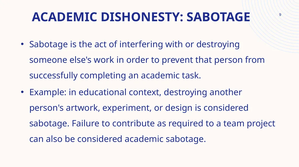 ACADEMIC INTEGRITY MR SIRAYI​ Workshop goal: To - slide 9 of 17