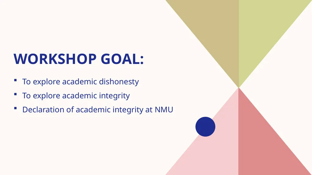 ACADEMIC INTEGRITY MR SIRAYI​ Workshop goal: To - slide 2 of 17
