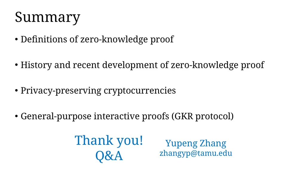 Zero-knowledge Proof and Its Applications in - slide 56 of 56