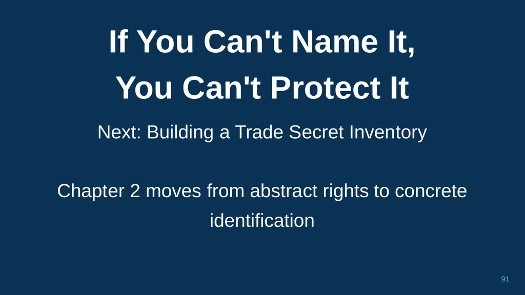 1 CHAPTER 1 Understanding Trade Secrets Protecting - slide 91 of 100