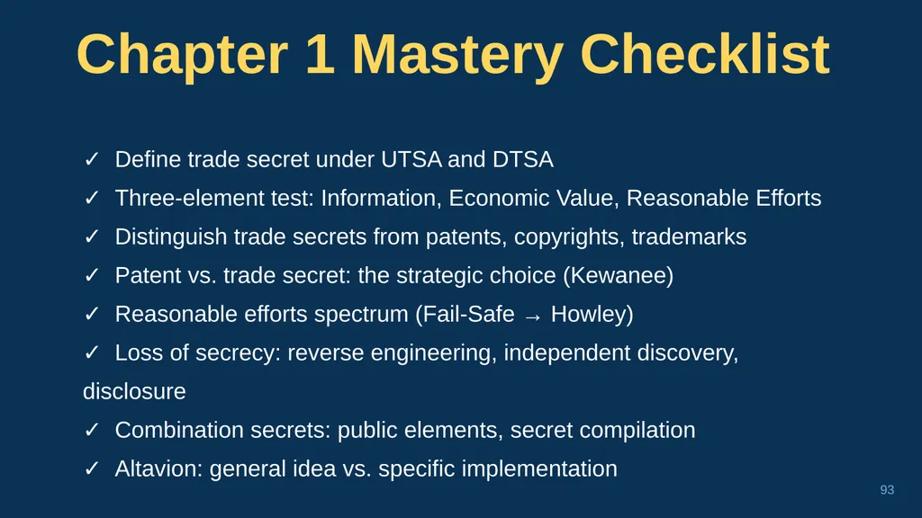 1 CHAPTER 1 Understanding Trade Secrets Protecting - slide 93 of 100