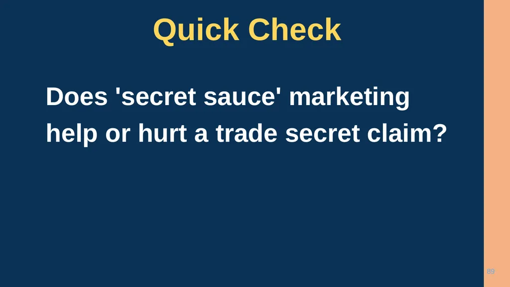 1 CHAPTER 1 Understanding Trade Secrets Protecting - slide 89 of 100