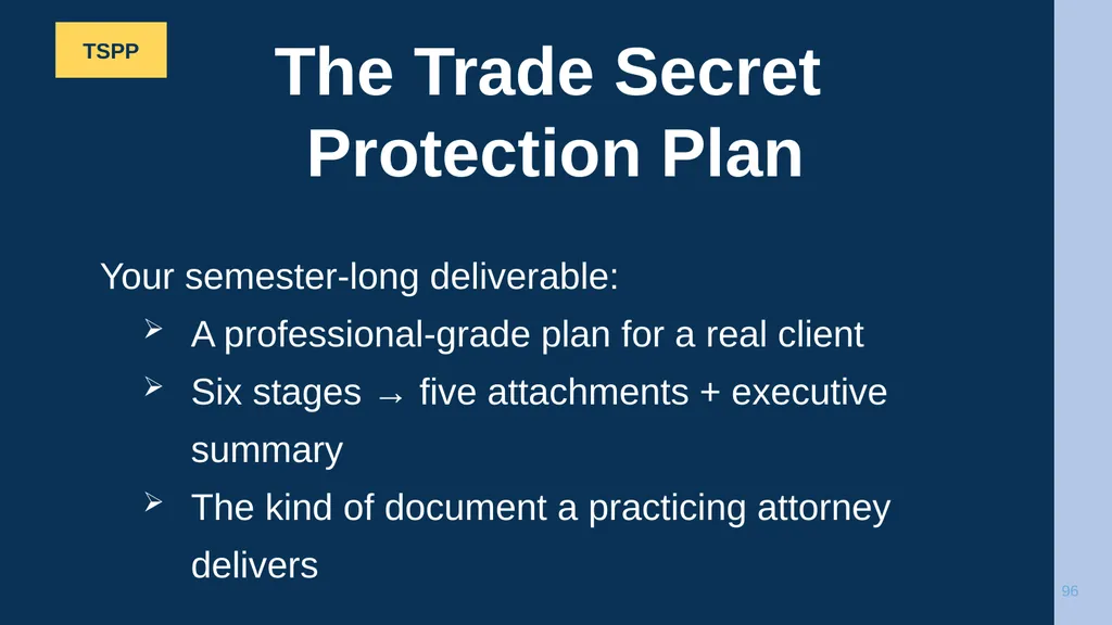 1 CHAPTER 1 Understanding Trade Secrets Protecting - slide 96 of 100