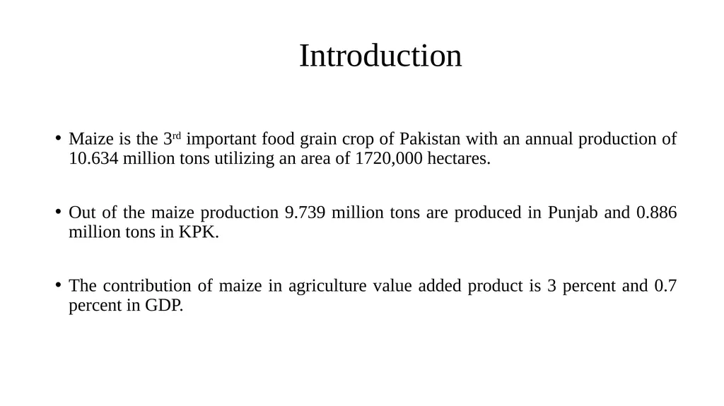 Maize Production & Exports from Pakistan - slide 2 of 14
