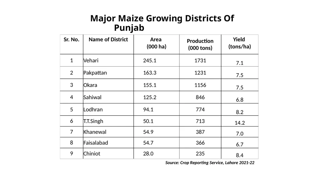 Maize Production & Exports from Pakistan - slide 7 of 14