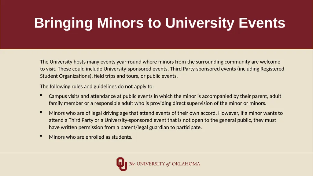 Minors on Campus Training for Non-University/Third - slide 14 of 27