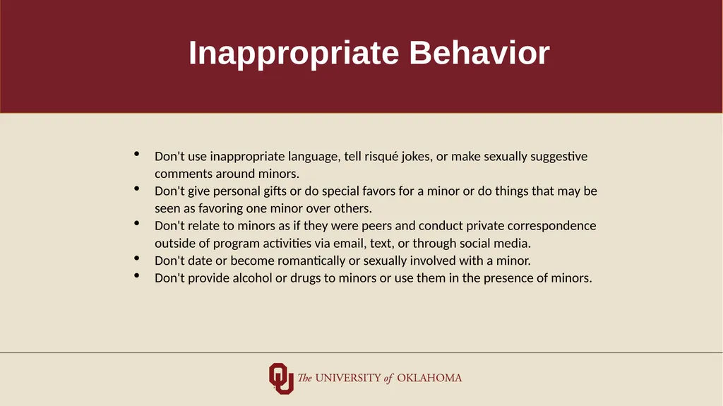 Minors on Campus Training for Non-University/Third - slide 11 of 27