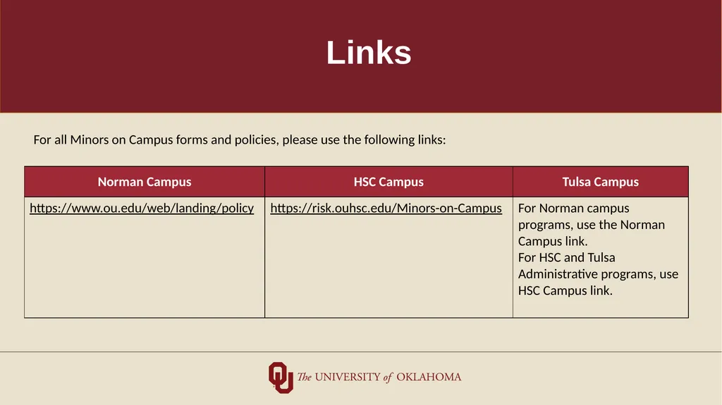 Minors on Campus Training for Non-University/Third - slide 25 of 27