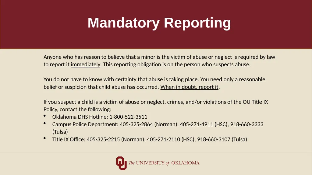 Minors on Campus Training for Non-University/Third - slide 6 of 27