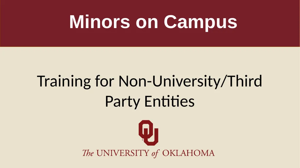 Minors on Campus Training for Non-University/Third - slide 1 of 27
