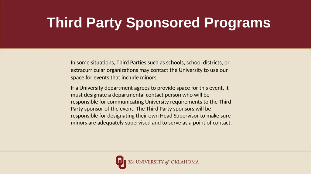 Minors on Campus Training for Non-University/Third - slide 3 of 27