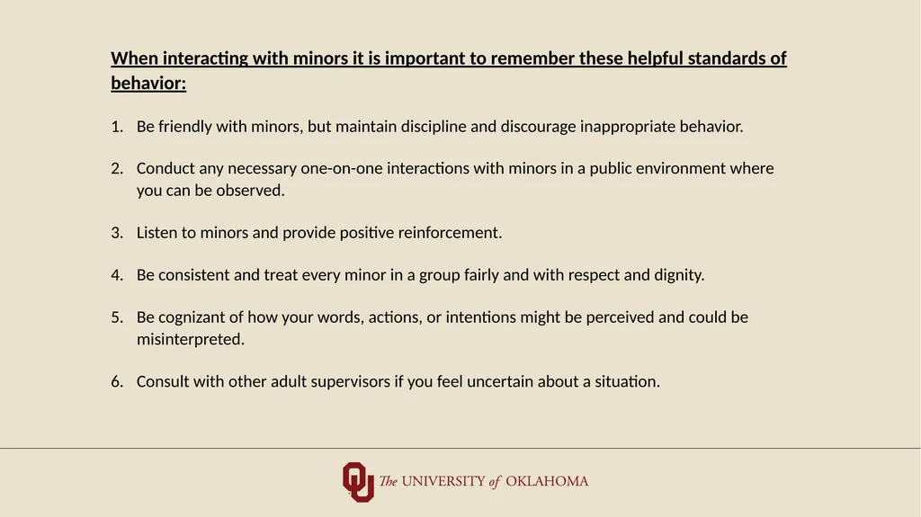Minors on Campus Training for Non-University/Third - slide 8 of 27