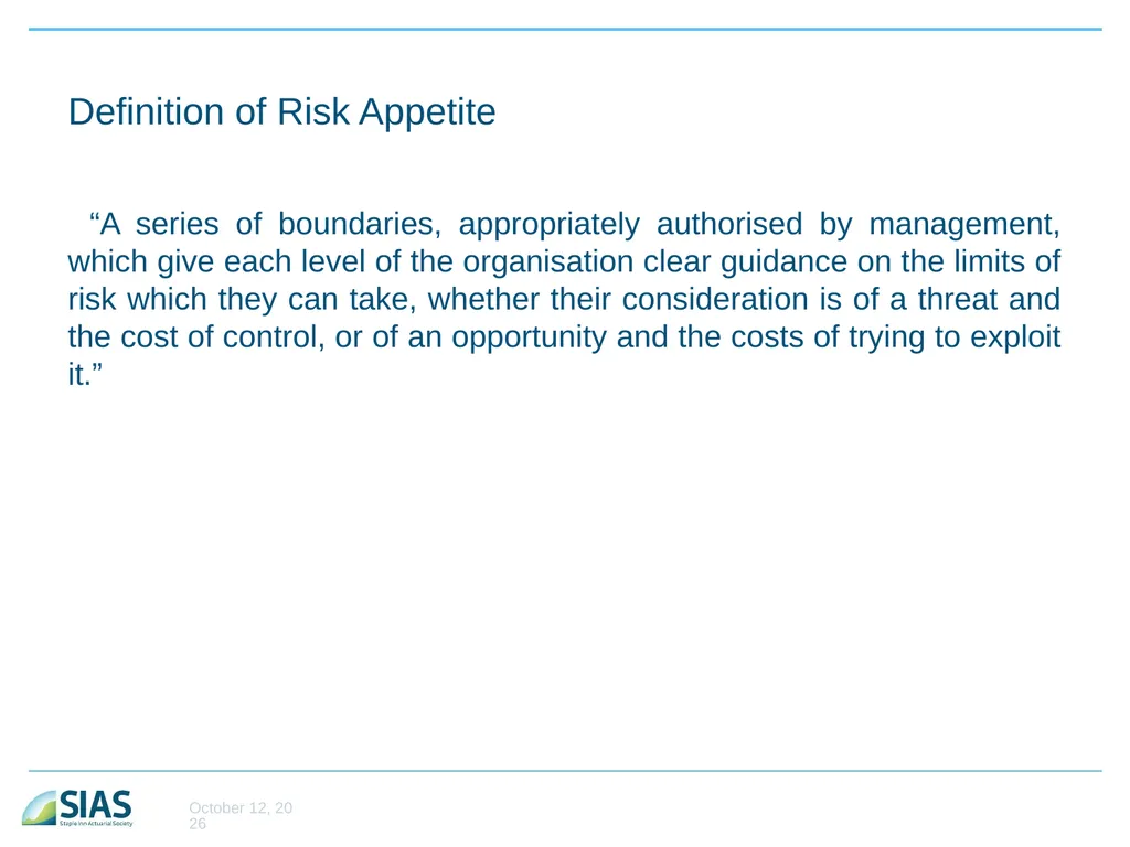 A Ramble Through Risk Appetite Risk Appetite - slide 10 of 34