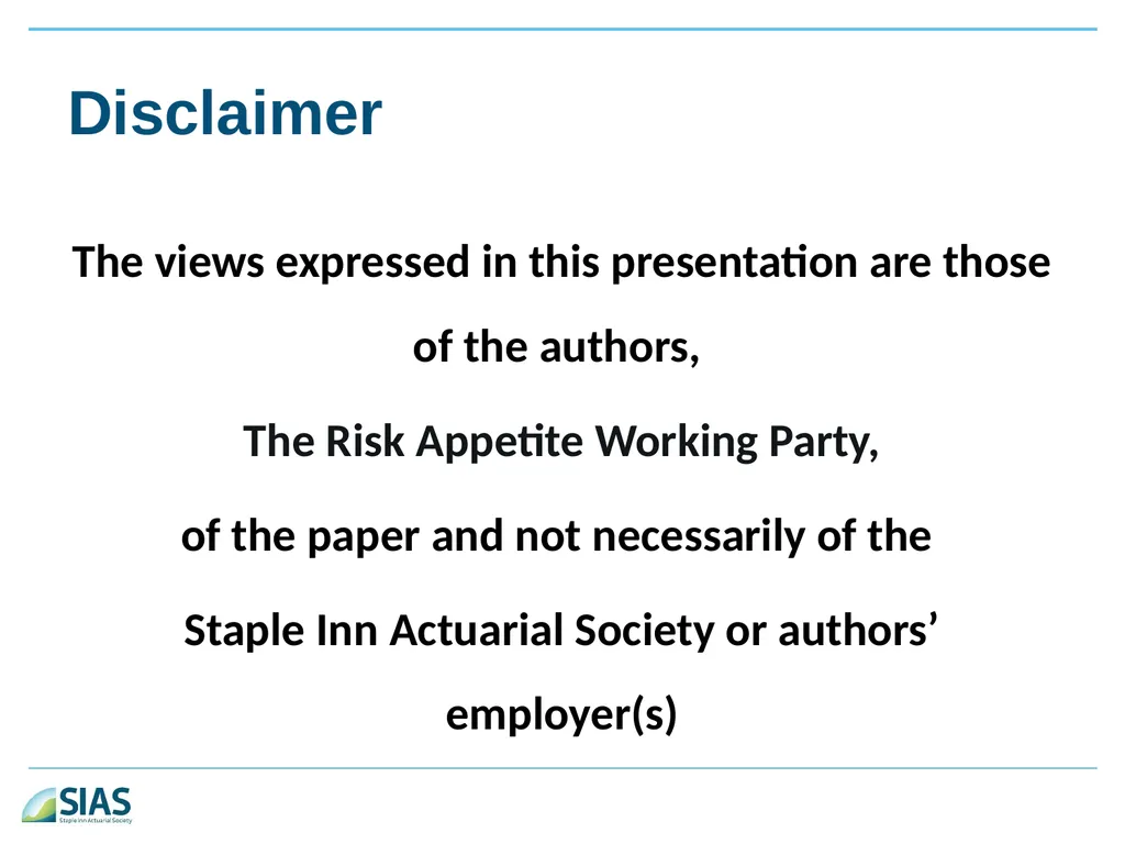 A Ramble Through Risk Appetite Risk Appetite - slide 2 of 34