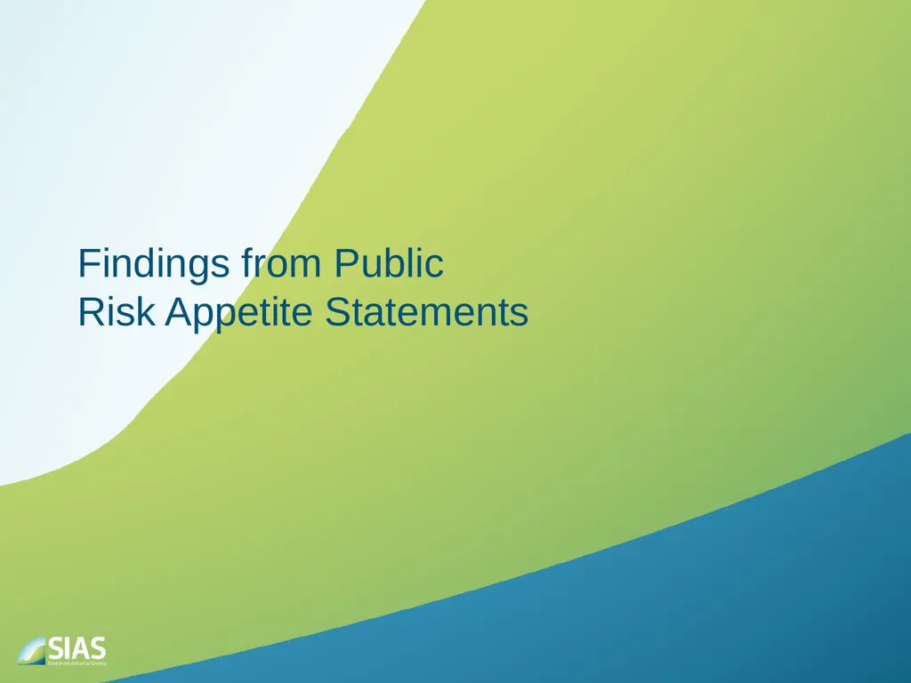 A Ramble Through Risk Appetite Risk Appetite - slide 19 of 34