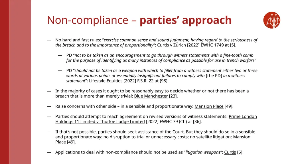Witness statements: rules and top tips from recent - slide 15 of 20