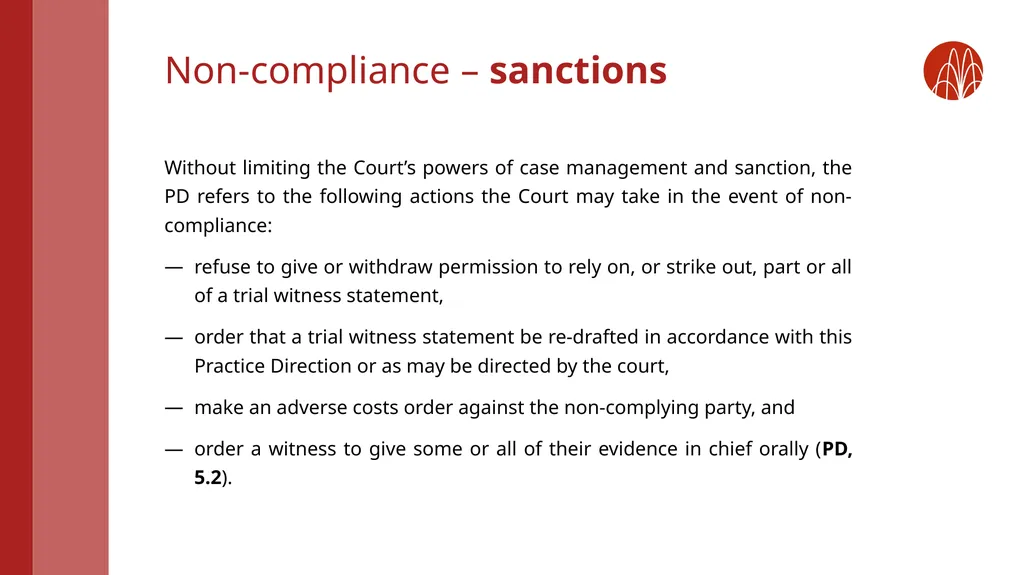Witness statements: rules and top tips from recent - slide 14 of 20