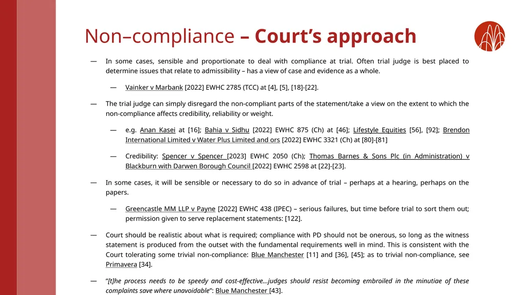 Witness statements: rules and top tips from recent - slide 16 of 20