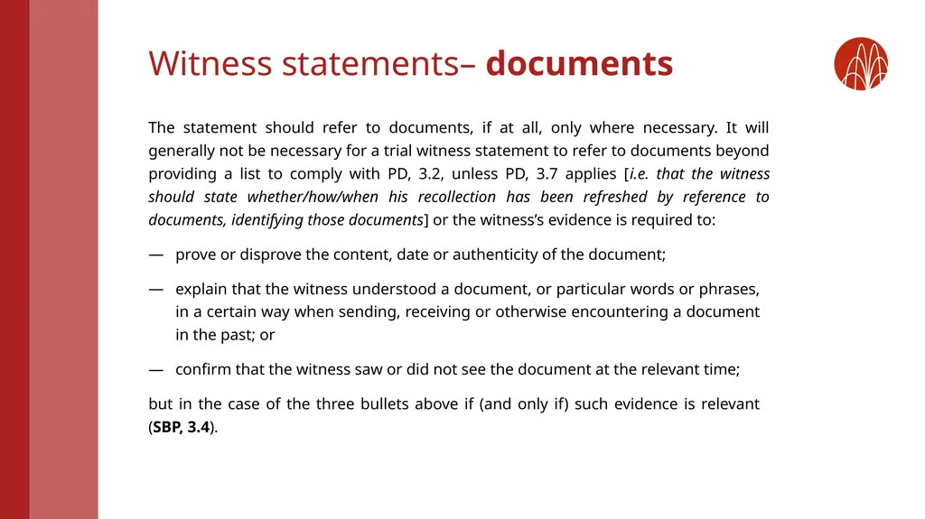 Witness statements: rules and top tips from recent - slide 7 of 20