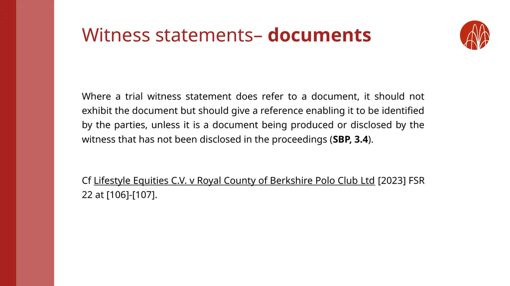 Witness statements: rules and top tips from recent - slide 8 of 20