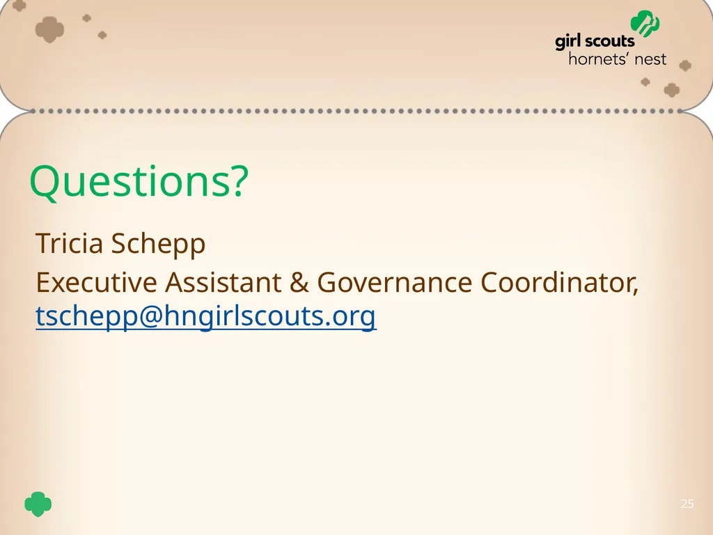1 Delegate Training Tricia Schepp 2 Understand the - slide 25 of 26
