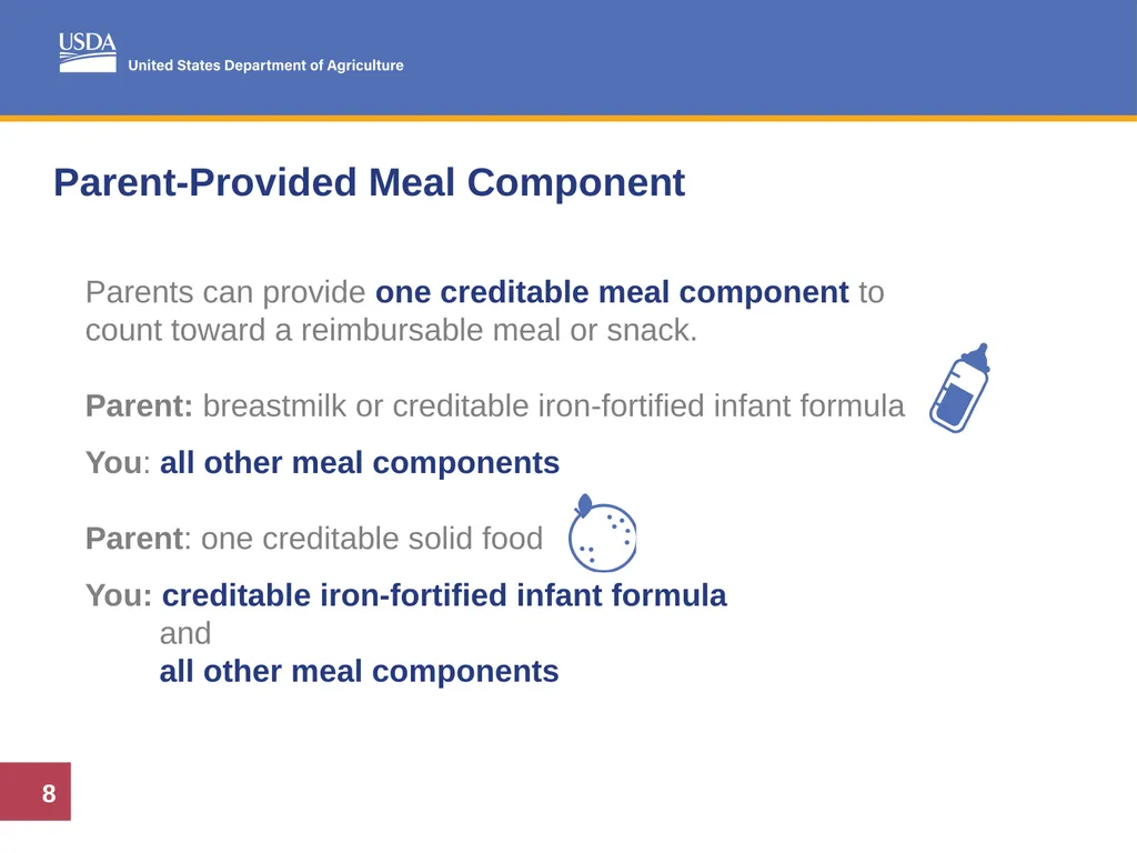 Feeding Infants in the CACFP Lesson 10 Creditable - slide 8 of 17