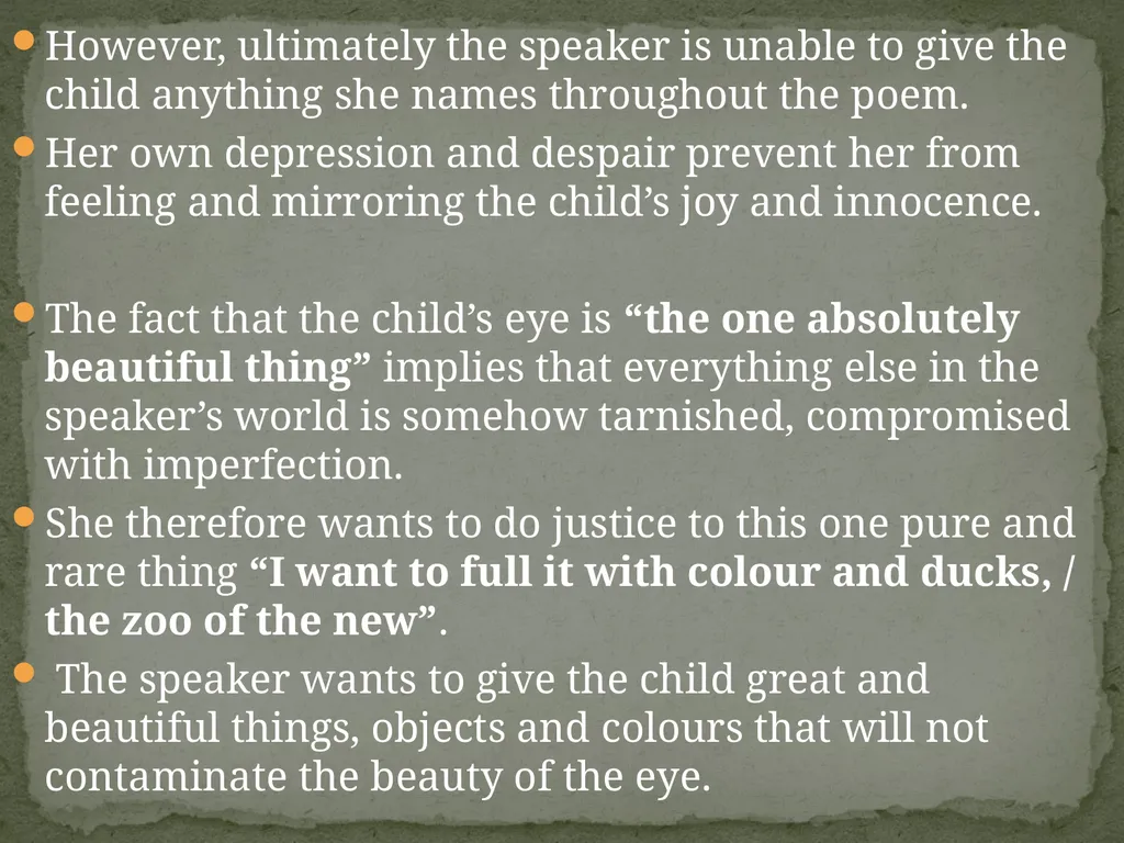 Sylvia Plath Child Though short and relatively - slide 3 of 7