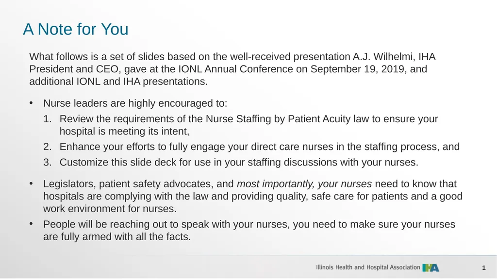 1 A Note for You What follows is a set - slide 1 of 14