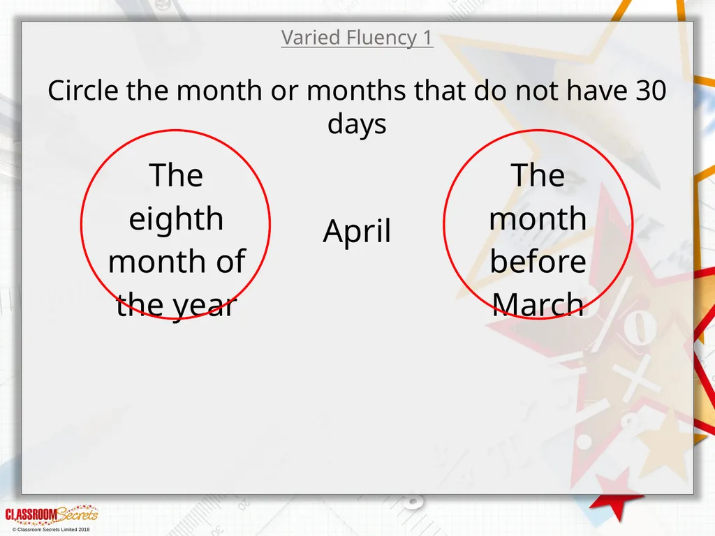 Year 3 – Summer Block 2 – Time – Months - slide 6 of 20