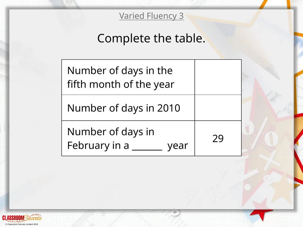 Year 3 – Summer Block 2 – Time – Months - slide 9 of 20