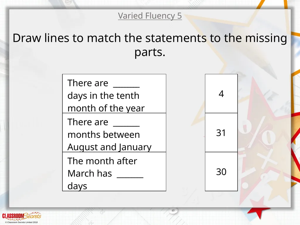 Year 3 – Summer Block 2 – Time – Months - slide 13 of 20