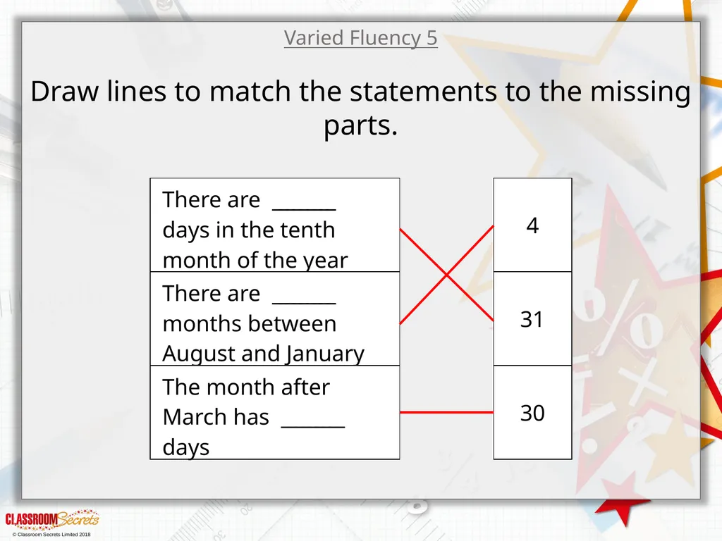 Year 3 – Summer Block 2 – Time – Months - slide 14 of 20