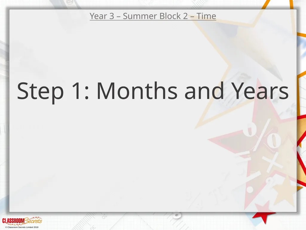 Year 3 – Summer Block 2 – Time – Months - slide 2 of 20