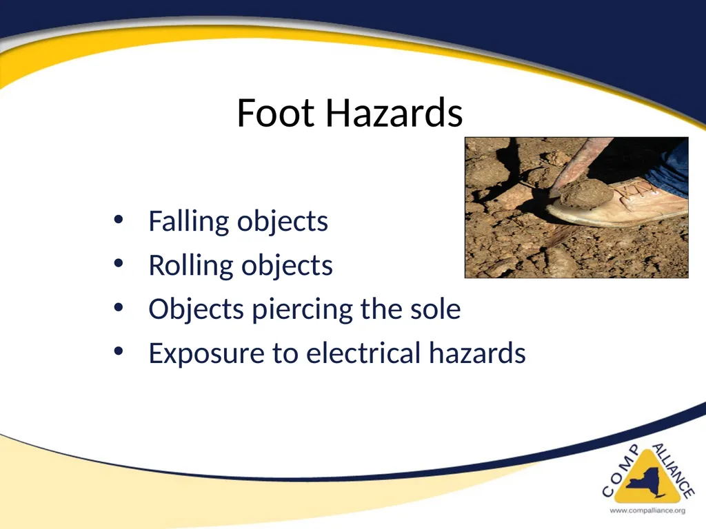 Foot Safety Hazards Foot Hazards Falling objects - slide 2 of 9