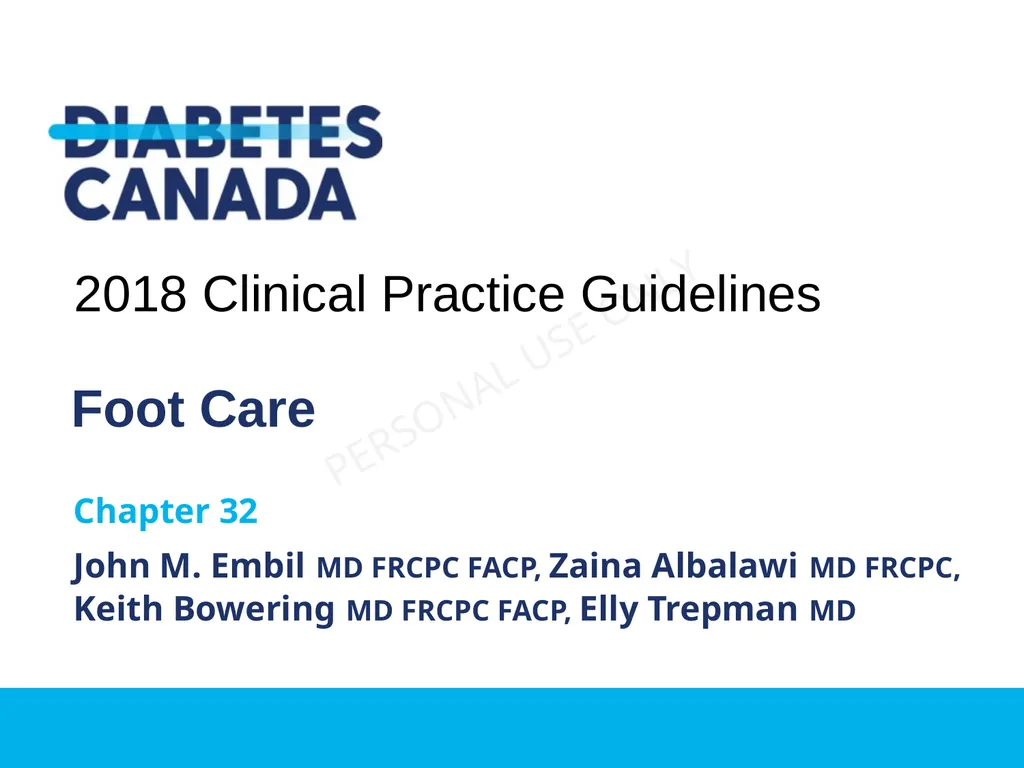 Foot Care Chapter 32 John M. Embil MD FRCPC FACP, - slide 1 of 29