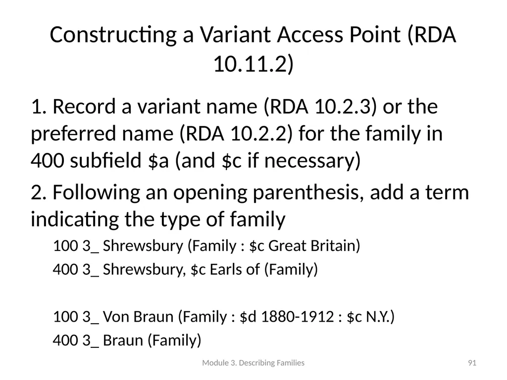 Describing Families Module 3 Module 3. Describing - slide 91 of 103